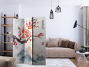 Screen room divider - Fuji i kirsebærtræets blomstrende ramme, 3-delt