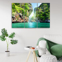 3 stykke lærred Print Tropical Beach Mountain