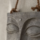 Buddha Gesicht Wandskulptur - Asiatische Wanddeko aus Kunststein - mit Seil 40x40 cm