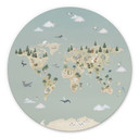 Wanddecoratie Wereldkaart - Wereld van de Dieren - Oliver Robins - Alu-Dibond - Rond