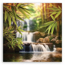Leinwandbild Wasserfall Zen-Steine