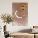 Billede Ramadan Mubarak med lanterner – print på aluminium (Alu-Dibond)
