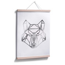 Plakat - Wilk origami - srebrny wygląd