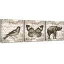 3 stykke lærredstryk Animals Retro