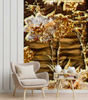 Fototapete, Blumen aus Goldbrokat