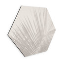 Sekskantet Billede af palmeblade i hørlook - Bloomery Decor - aluminium dibond
