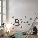 Pingvin + Navn wallsticker