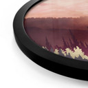 Poster rond Coucher de soleil rose sur la forêt - SpaceFrog Designs - Rond