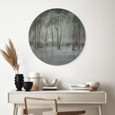 Wanddecoratie nevelwoud aan het meer met reiger in het groen - Ms Tiff - Alu-Dibond Rond