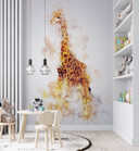 Fototapete, Für Kinderzimmer Pastellfarbene Giraffe