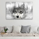 3 stykke lærredsprint, Wolf Forest Nature Grey