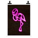 Plakat Flamingo - Neonowe światło