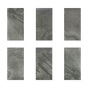 Echtstein - 3D Wandpaneel, Set aus 6 Natursteinplatten als luxuriöse Wandverkleidung - Schiefer Grau
