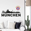 Muursticker Bayern München Skyline met logo