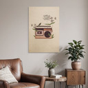Retro radiowy kwiatowy Plakat drewniany - Frida Floral Studio