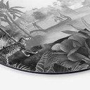 Tableau sur alu-Dibond rond Sir Edward - Paysage avec léopards noir et blanc