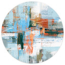 Fotobehang Abstract Kleurenspel Blauw Oranje - Cheney - Rond