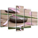 5 stykke lærredstryk Stone Zen blomster