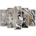 Lærred print 5 dele, geisha og bambus