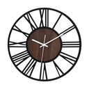 Horloge murale design Wood & Steel avec finition en bois de noyer et chiffres romains Ø40 cm