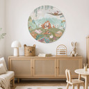 Wanddecoratie Vossenfamilie op de Bloemenweide - Oliver Robins - Alu-Dibond - Rond
