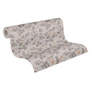 blomstertapet med blomster gråbrun - moderne tapet med blomstermønster - non-woven tapet floral