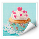 Zelfklevende Poster - Hearts on cupcake