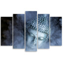 5 stykke lærredsprint, Buddha Zen Fog Blue