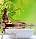 Fototapete, Buddha Kerze und Zen-Steine