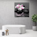 Canvasbillede, sten pink blomst Zen