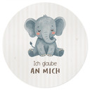 Rundes Wandtattoo mit Elefant - Kraftsatz 'Ich glaube an mich' fürs Kinderzimmer