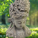 Buddha Büste aus Kunststein, betongrau | 34x21x44 cm