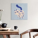 Leinwandbild Porzellan Katze Delfter Blau - Cantwell - Quadratisch - 30x30 cm