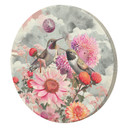 Rundes Leinwandbild Bunte Blumen und Kolibris