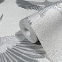 grafisk tapet, non-woven tapet Kumano hvid, grå
