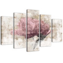 5 stykke lærredsprint Pink vintage blomst
