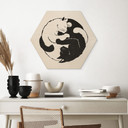 Sekskantet træ Katte Ying & Yang - Tunaboylu