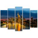 Canvas print 5 styks, bybillede natlampe
