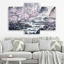 3 stykke lærredstryk, Japan Cherry Blossom Pink Nature