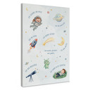 Leinwandbild - Affirmationen Weltraum mit Astronautin und Alien