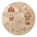 Houten Wanddecoratie Dierlijk Avontuur met Luchtballon - Oliver Robins - Rond