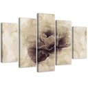 5 stykke lærredsprint, Rose Flower Beige Nature