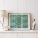 Plakat Orientalne Ozdoby - Mandala Boho Złoto-Zielony - Bloomery Decor