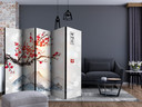 Screen room divider - Fuji i kirsebærtræets blomstrende ramme, 3-delt