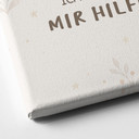 Leinwandbild mit Sonnenblume und Raupe - Affirmation 'Ich kann helfen' für Kinder