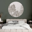 Wanddecoratie Bos met boslandschap in beige - Ms Tiff - Alu-Dibond Rond