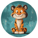 Naklejka na ścianę do pokoju dziecięcego Happy tiger cub - Magnusson - Round