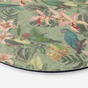 Billede Jungle med papegøjer Grøn - Blomsterdekoration - rund – print på aluminium (Alu-Dibond)