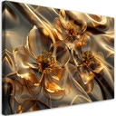Canvasbillede, gennemsigtige blomster i guld