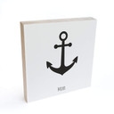 Holzbild zum Hinstellen - Moin mit Anker - 15x15 cm